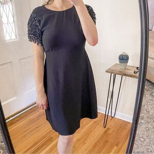 Kate Spade Sequin Fringe Swing Dress Black